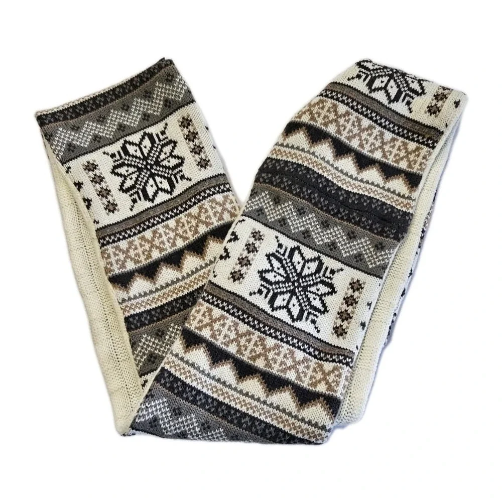 MUK LUKS Women's Ivory Fair Isle Reversible Scarf Infinity Checkered